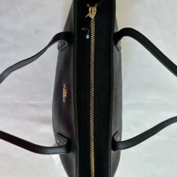 COACH Leather City Zip Tote Shoulder Bag- Black Gold Luxury Coach 🆕🎁⌚📦🏃💨🚚 - Picture 8 of 15